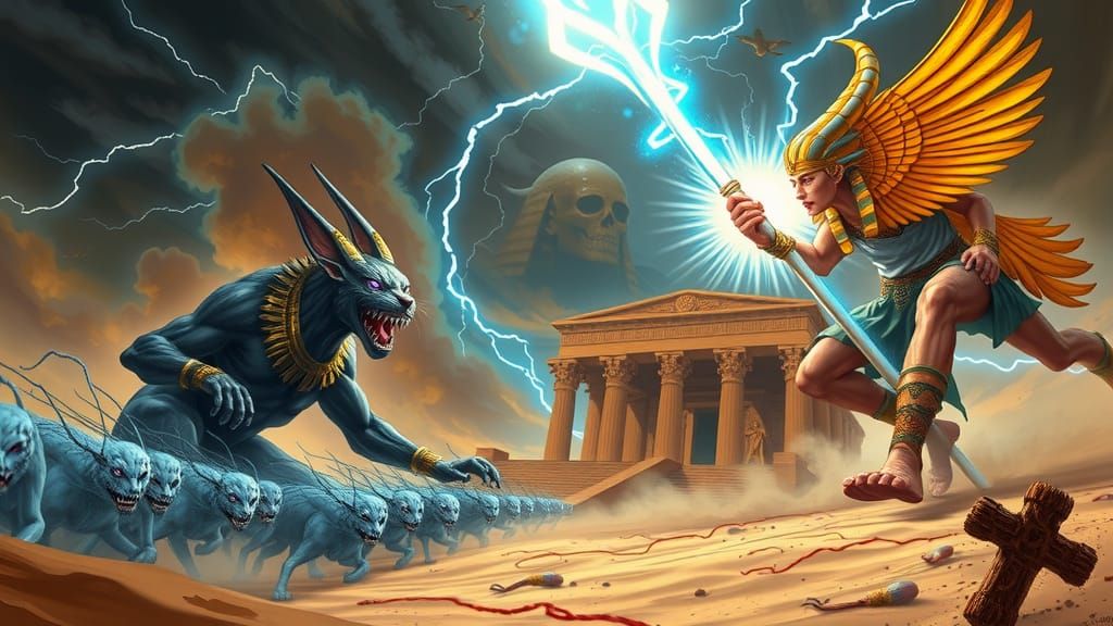 Epic Desert Clash of Egyptian Gods