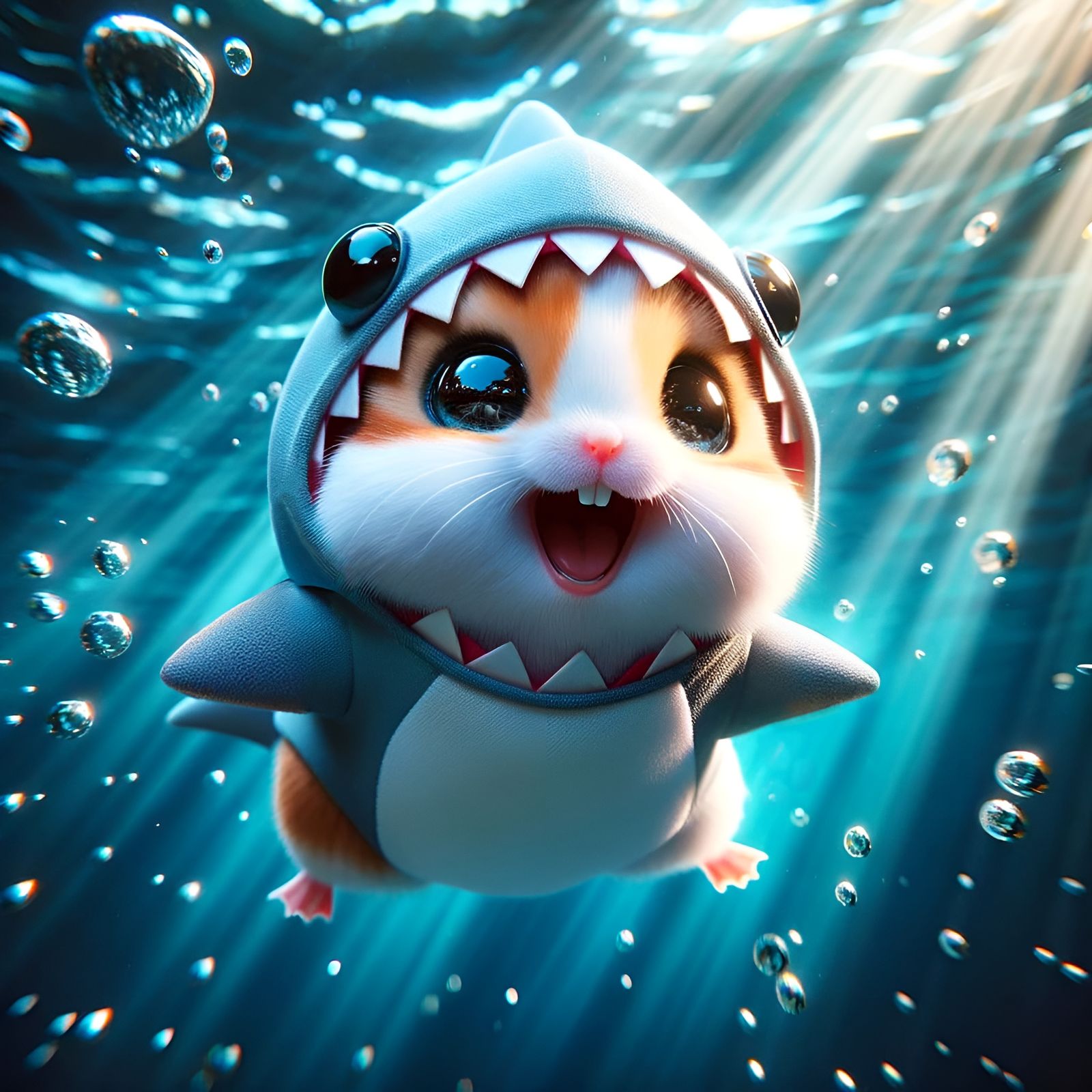 Adorable Hamster Shark in Underwater Diorama