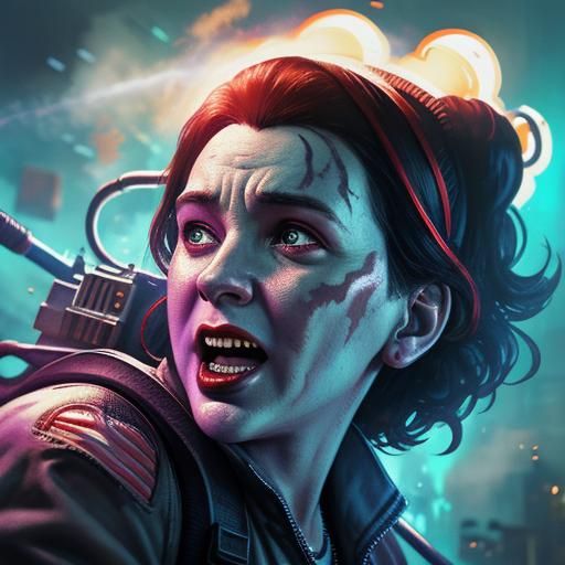 Ghostbusters in New York: Hyperrealistic Splash Art