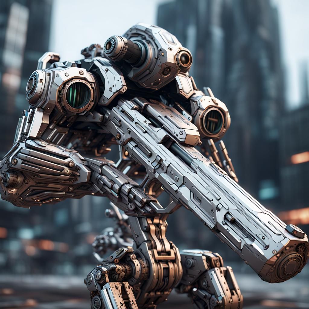 Futuristic Gun with Intricate Mech Details