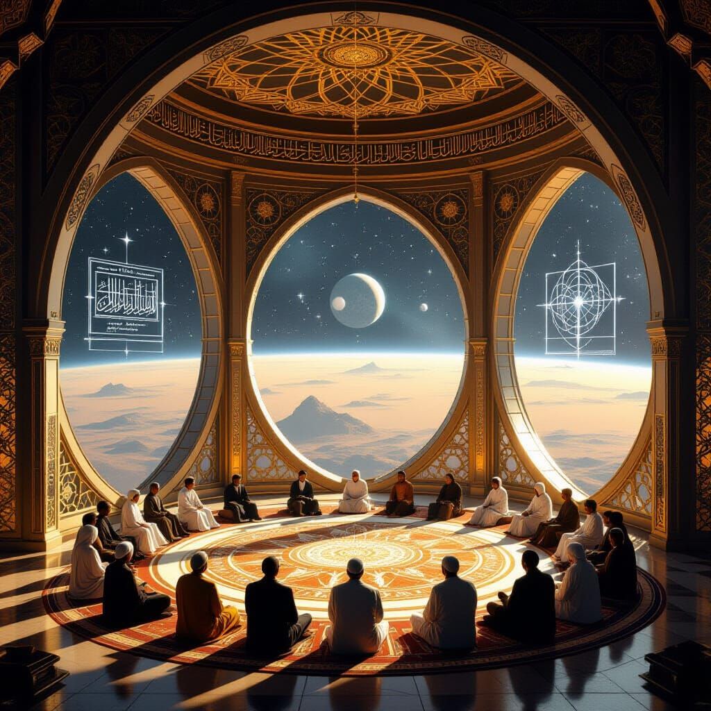Serene Space Station Prayer Hall in Baroque Style