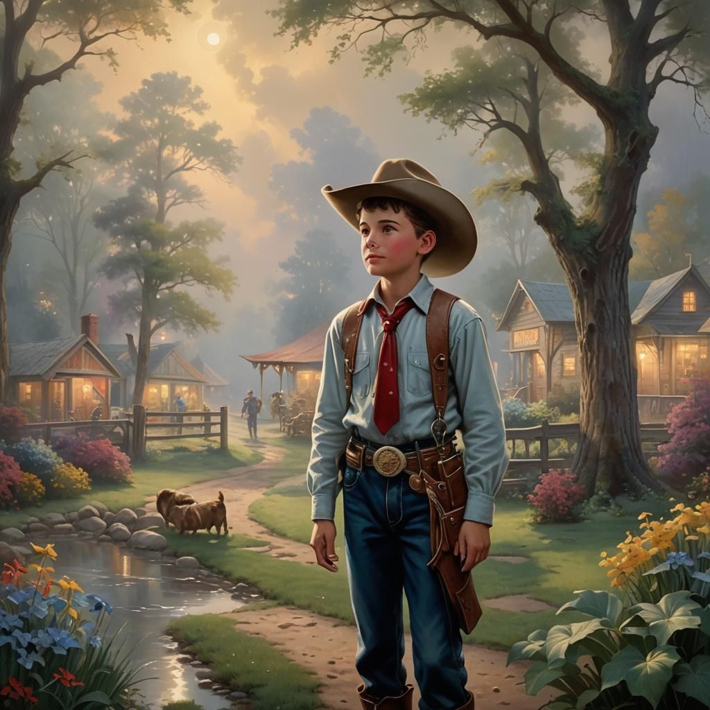 Boy's Cowboy Dream in Ethereal Fantasy Style