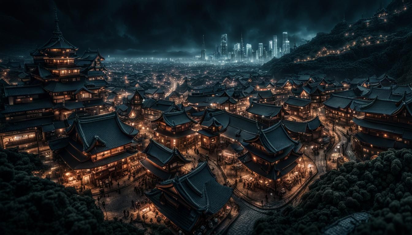 Crochet Fantasy City in Anime Style