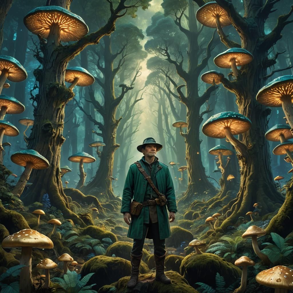 Mystical Forest Figure in Vibrant Fantasy Art