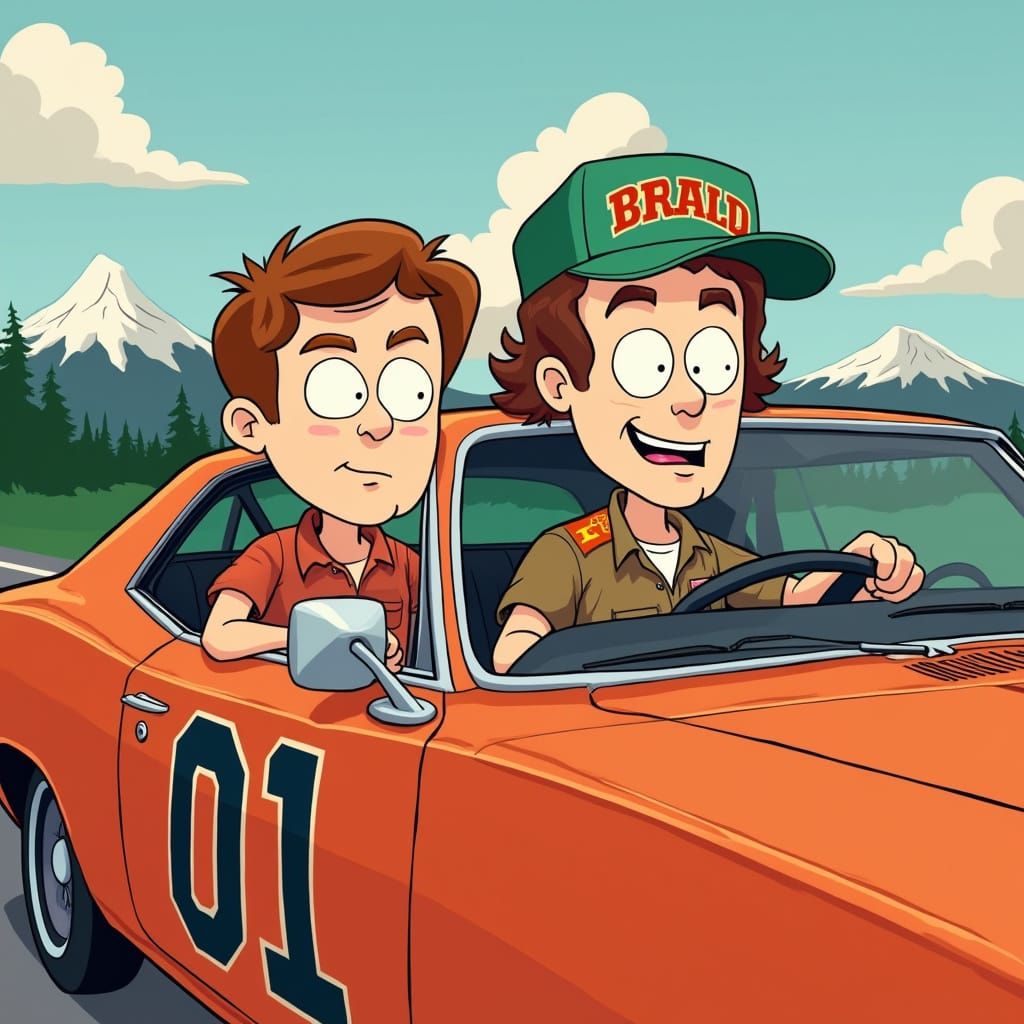 Dukes of Hazzard in South Park Cartoon Style
