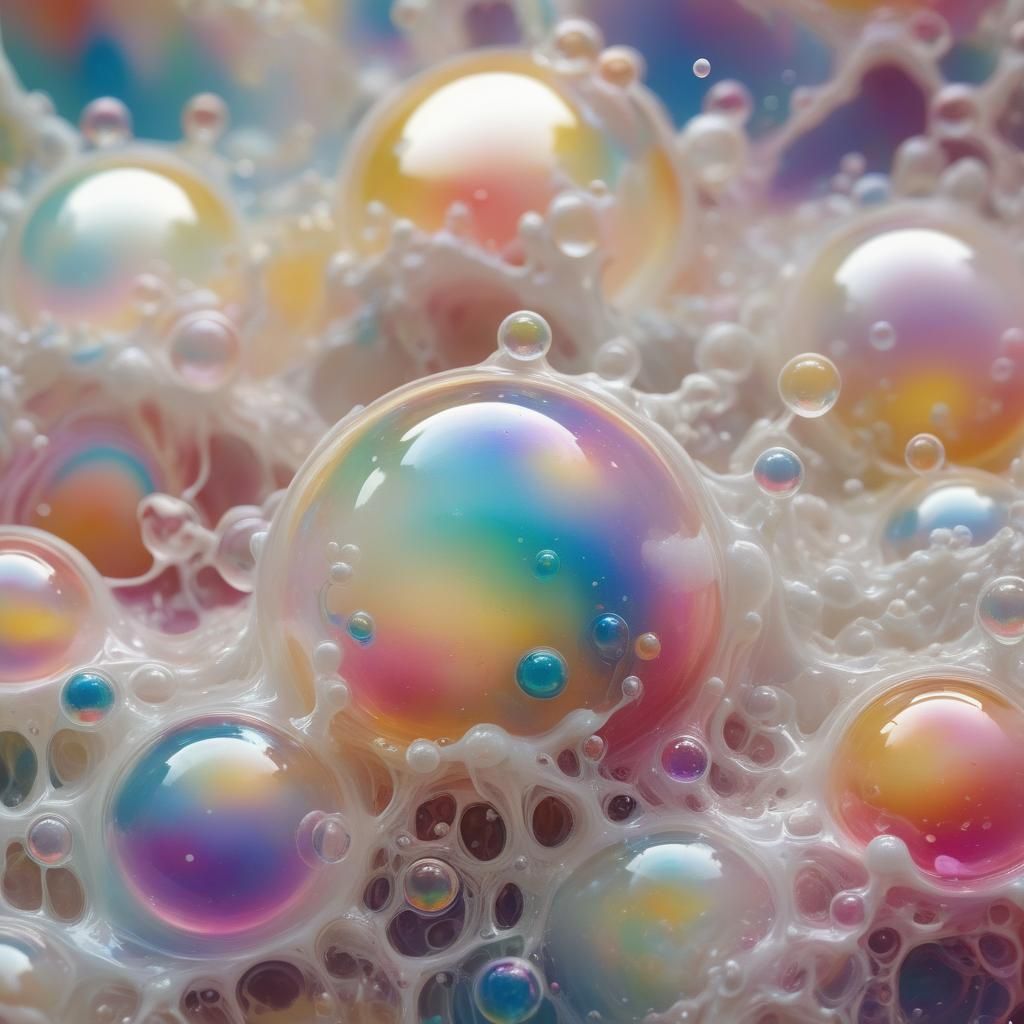 Iridescent Soap Bubble Creature in Surrealist Dreamscape