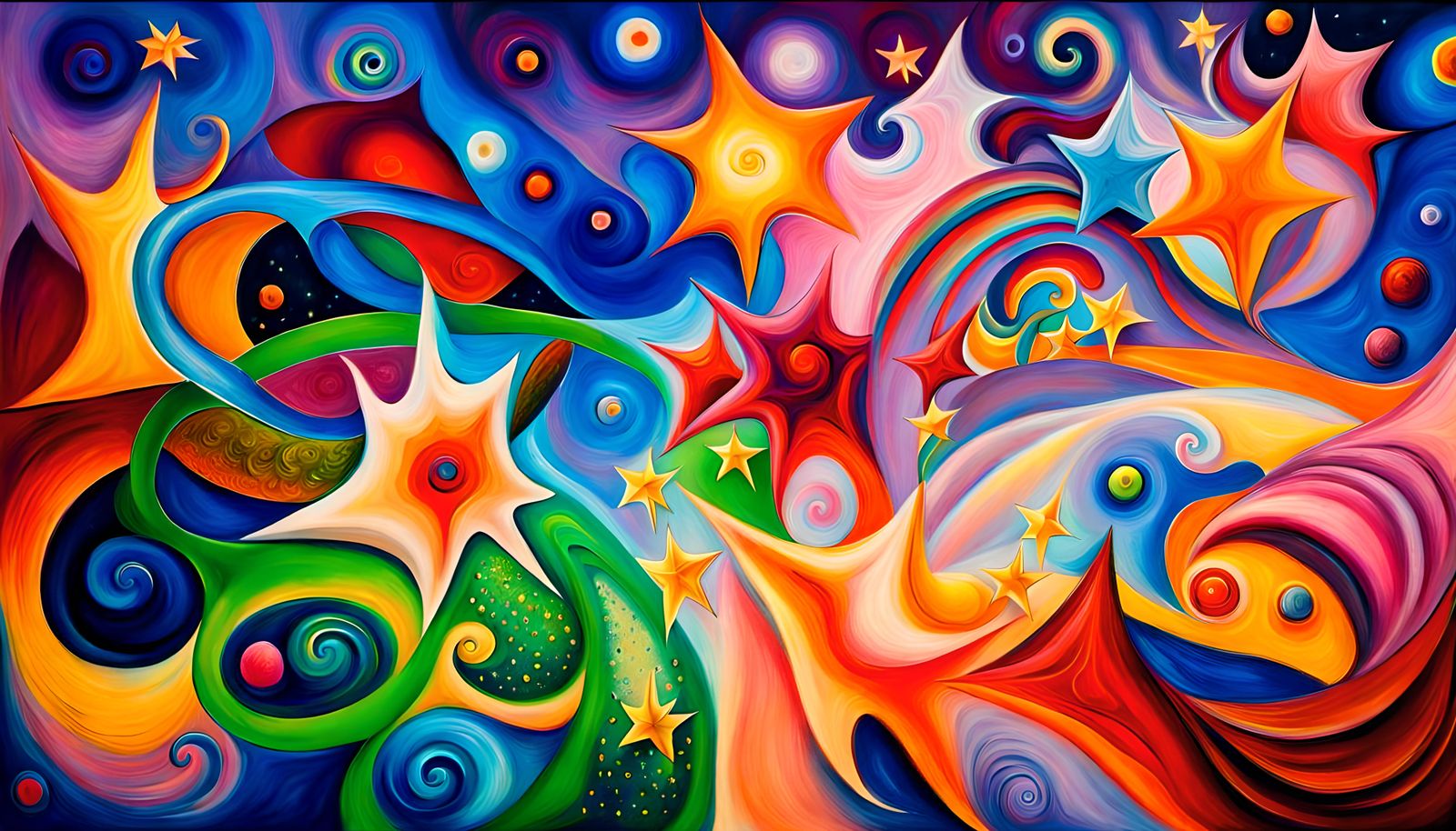 Iridescent Star Cluster in Impasto Oil Painting Style