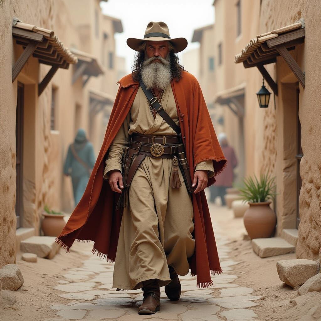 Mysterious Man in Robe, Fantasy Art Style