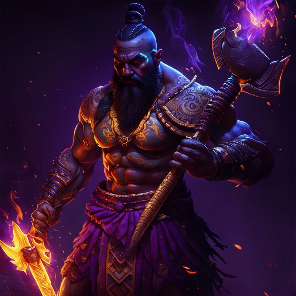 Samoan God of War with Fire Knives