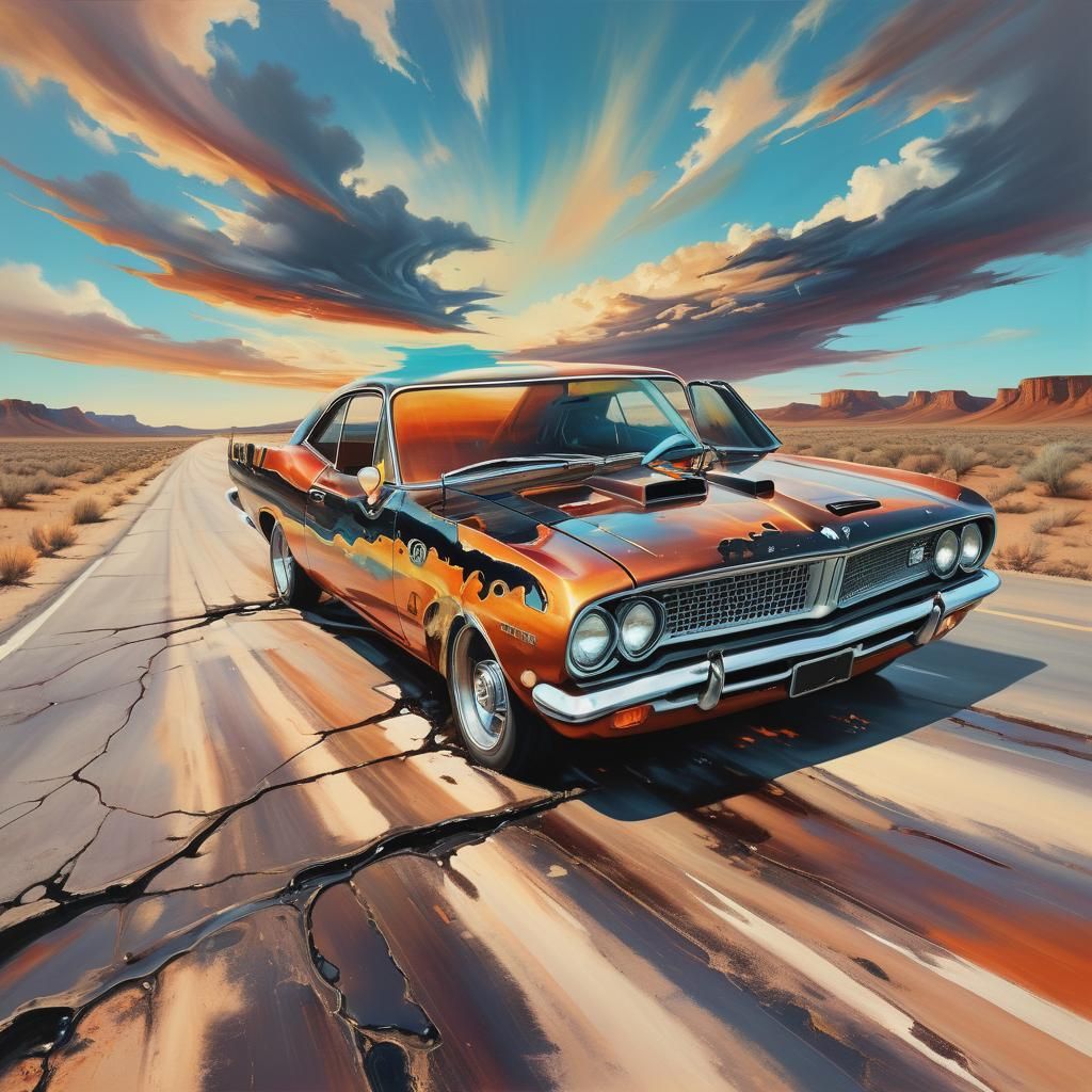 Surreal 1967 Barracuda in a Dreamlike Landscape