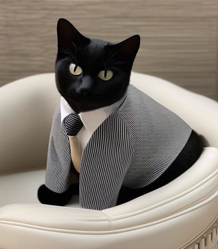 Black Cat in Suit: Anime-Inspired Digital Art