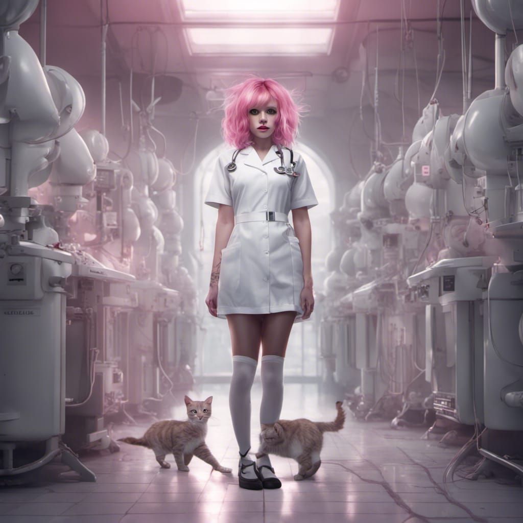 cat girl in nurse's uniform