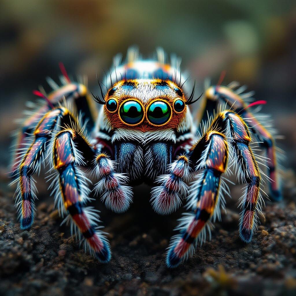 Extreme Macro of Spider Foot with Colorful Hairs