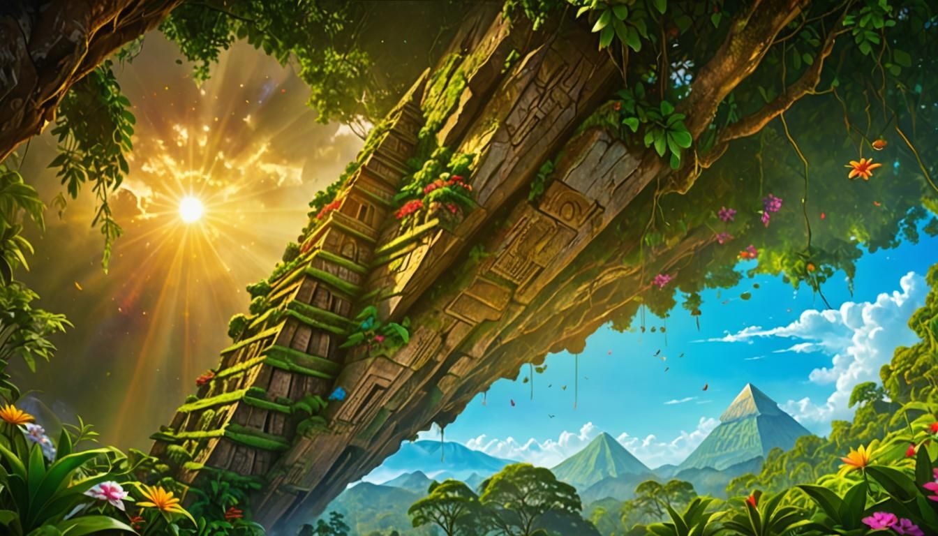 Gunung Padang Pyramid in Divine Sunshine: Anime 3D Art