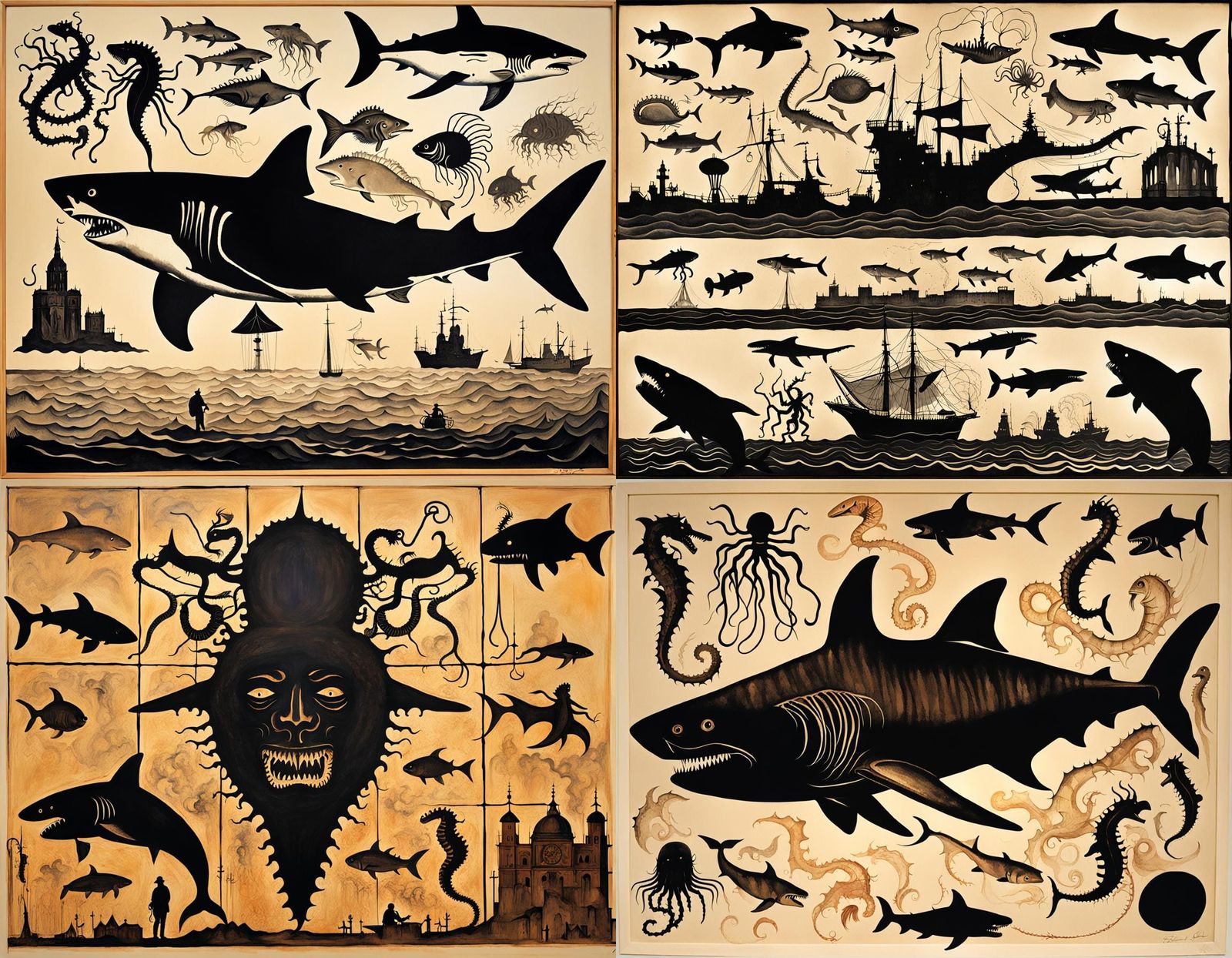 Surreal Sea Creature Silhouette Inspired by Abstract Art