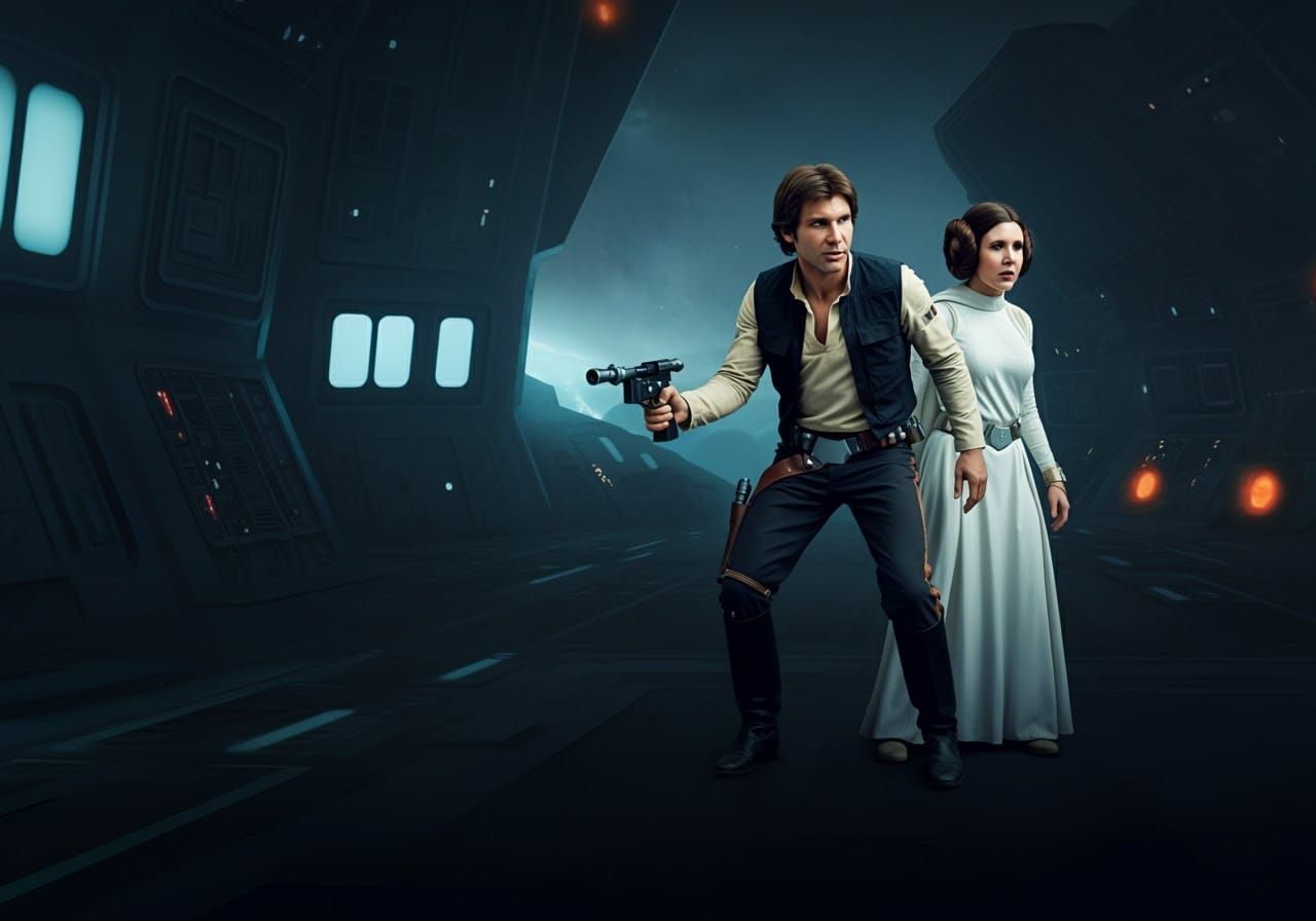 Han and Leia on Cloud City: Photorealistic Style