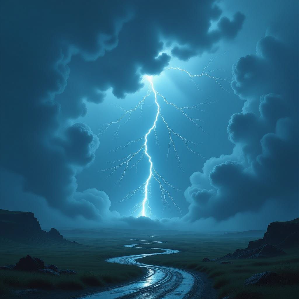 Ominous Lightning Storm in Giger Style