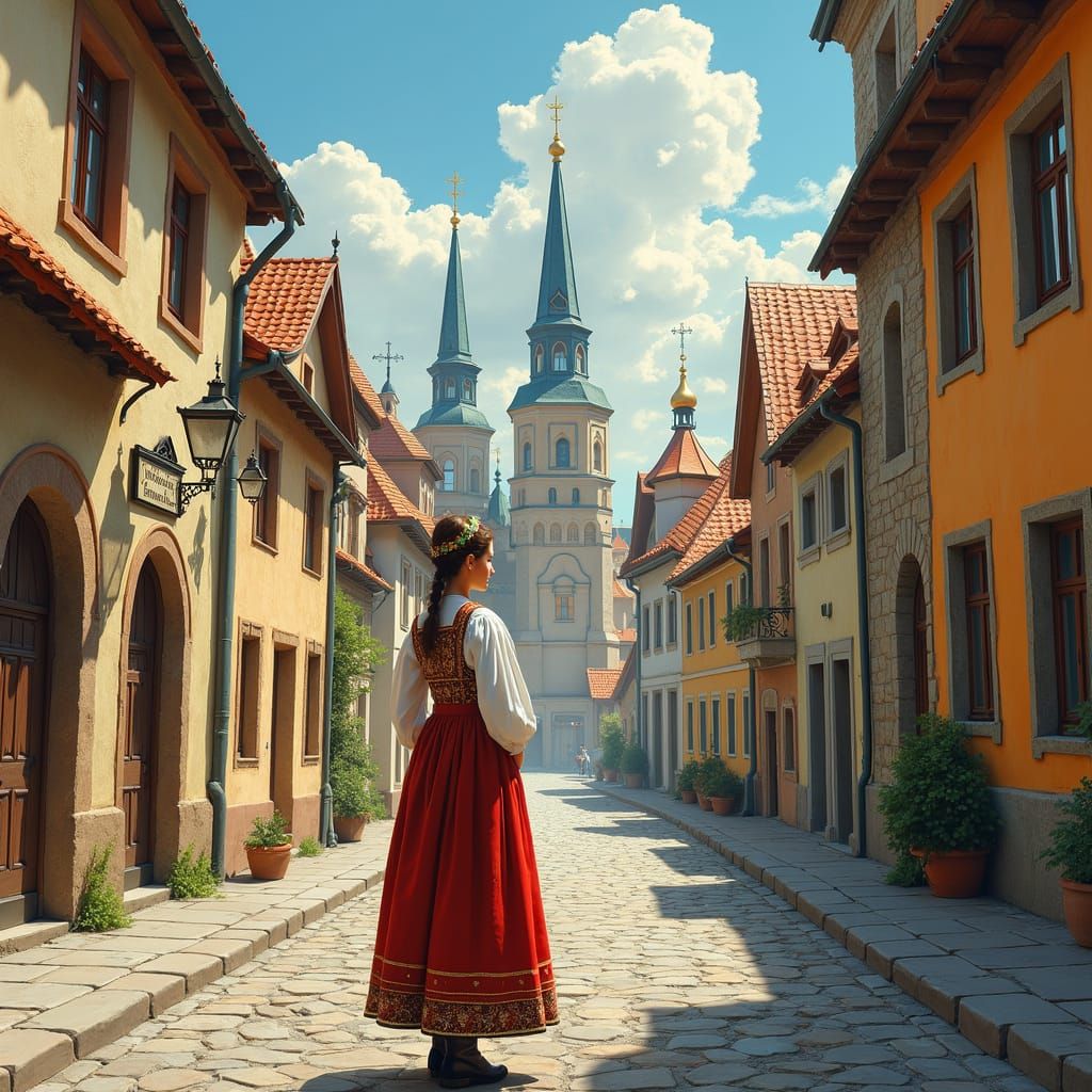 Slavic Girl in Warsaw: An Impressionist Vision