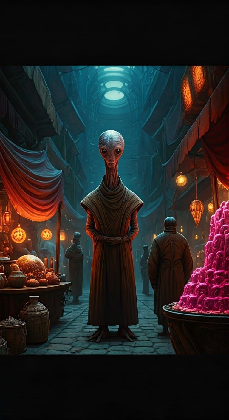 Bustling Alien Marketplace: A Sci-Fi Bazaar