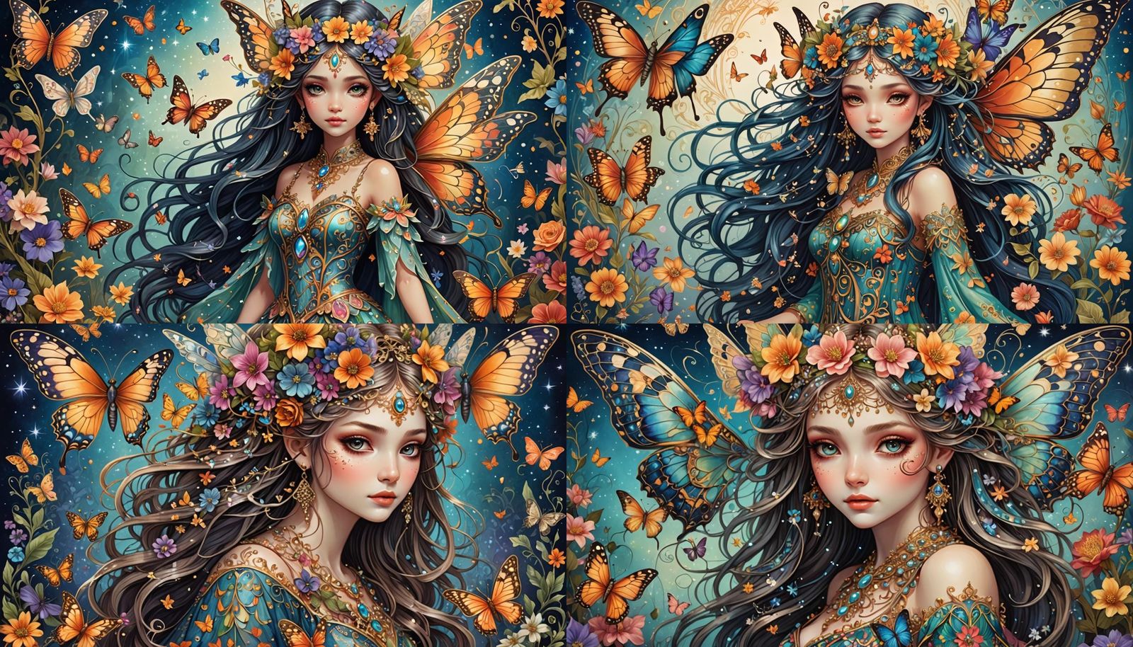 Ethereal Fairy with Butterfly Wings, Detailed Matte Painting