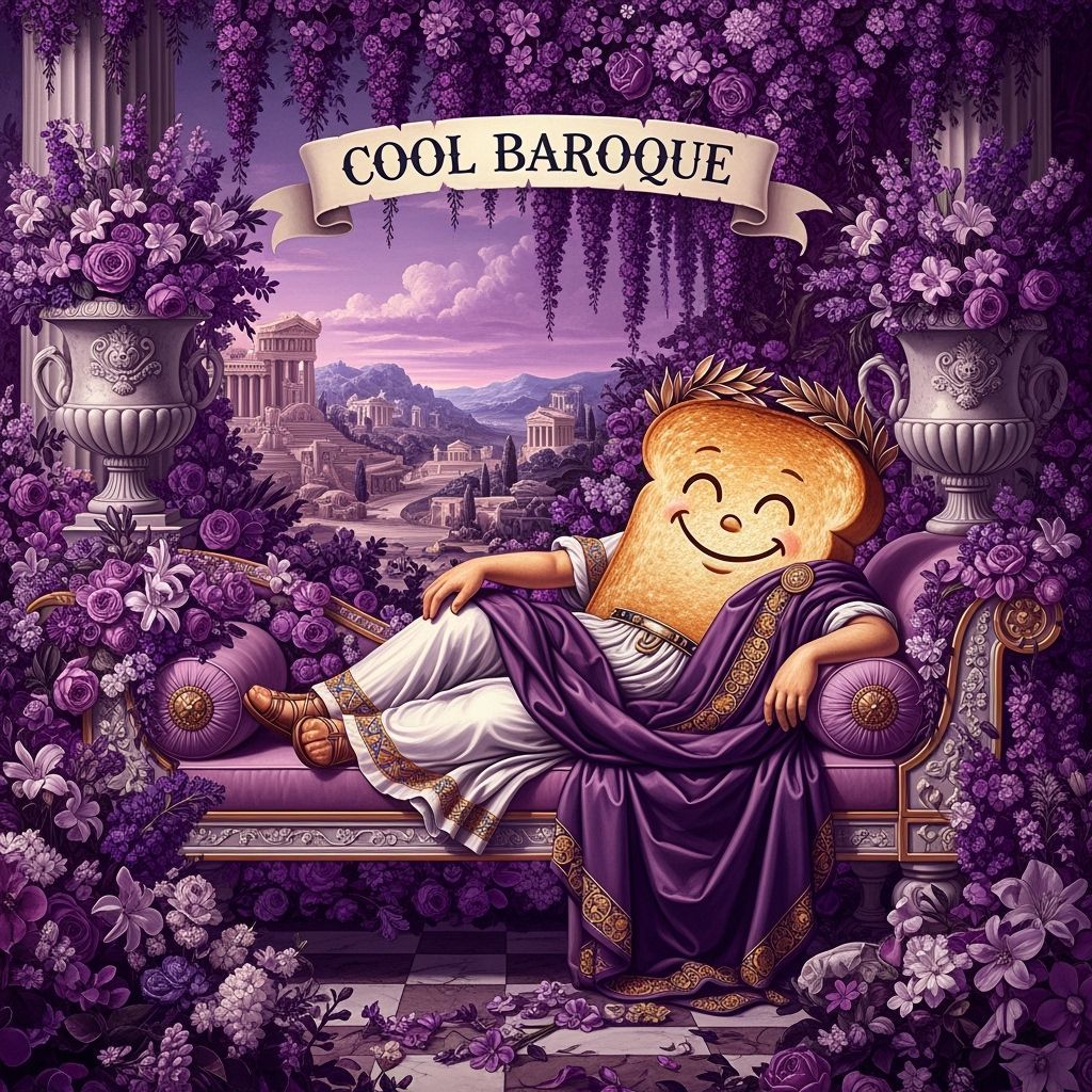 Baroque Rye Toast Character in Purple Toga