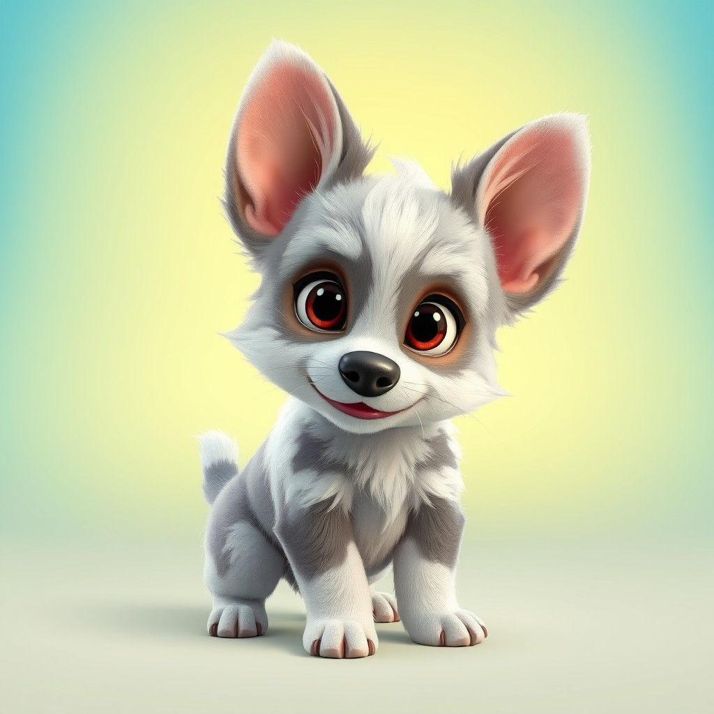 Cute Australian Sheep Dog Puppy in 3D Cartoon Style