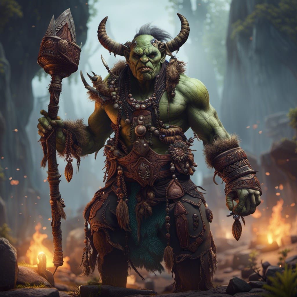 Detailed Orc Shaman Fantasy Concept Art