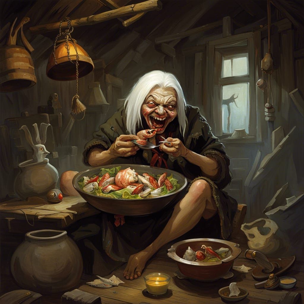 Baba Yaga's Sinister Feast in Chicken Leg House