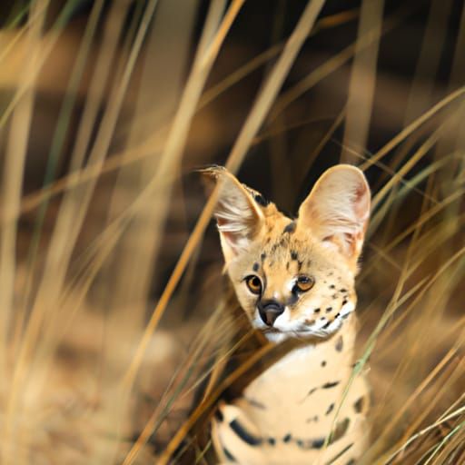 Serval Cat on African Savannah: Wildlife Photography