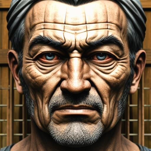 Ossified Man's Face with Intricate Lattice Structure