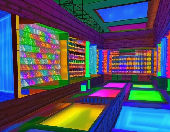 Colorful Glowing Crystal Shop