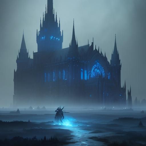 Victorious Warrior in Mist-Shrouded Metropolis