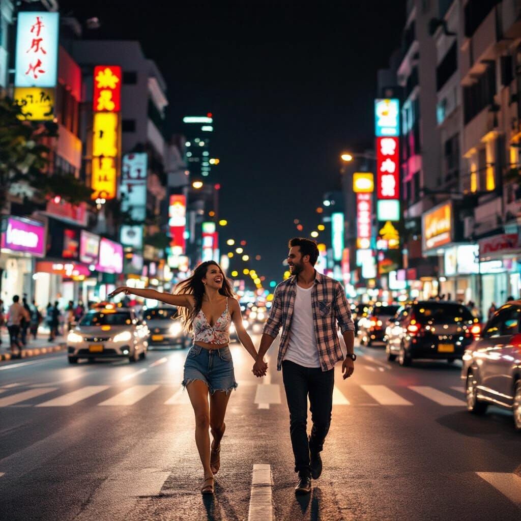 Couple Having Fun in Jakarta: Cinematic Street Photography