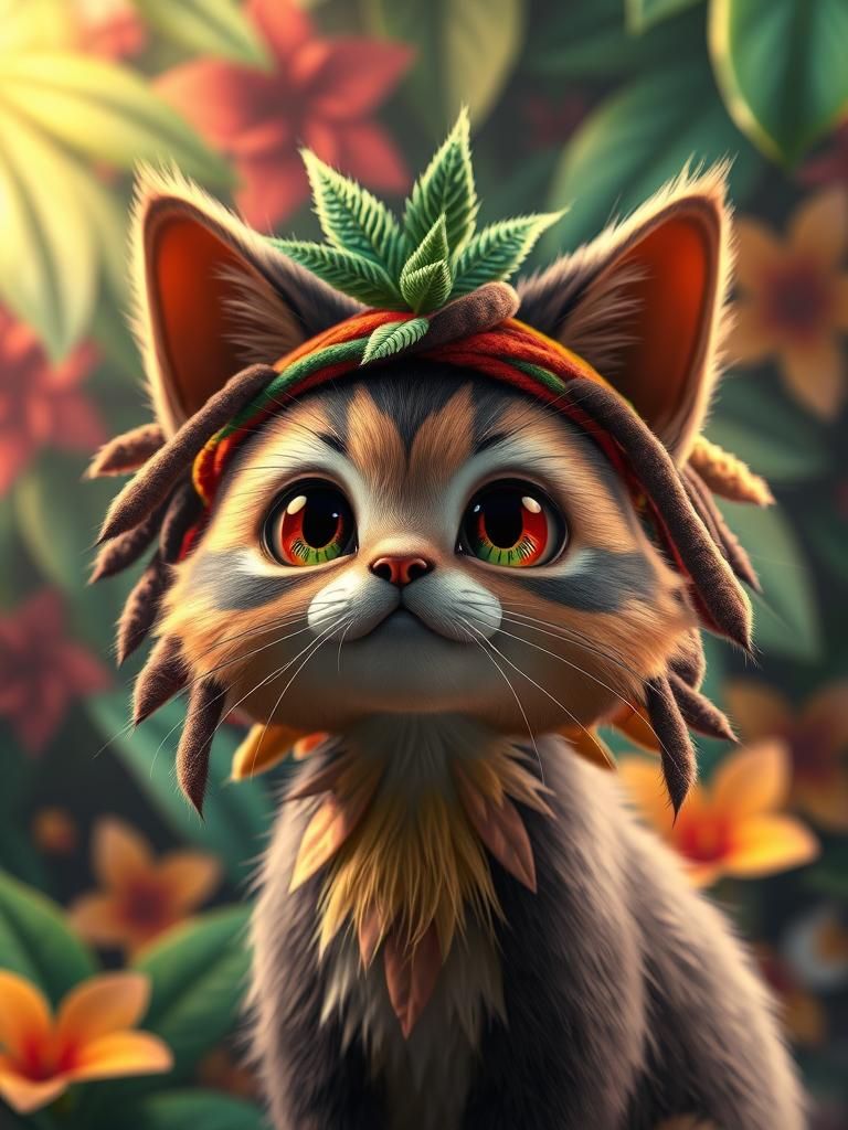 Rastafarian Cat Pokémon Hybrid in 3D