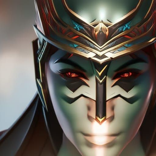 Samurai Warrior Portrait in Digital Matte Painting Style