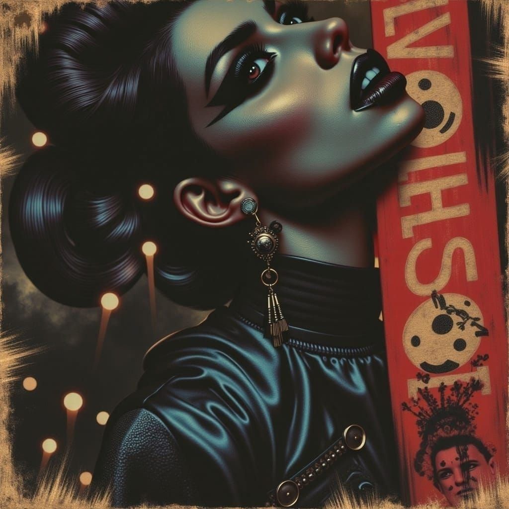 Amy Winehouse in Midnight Glam: A Retro Portrait