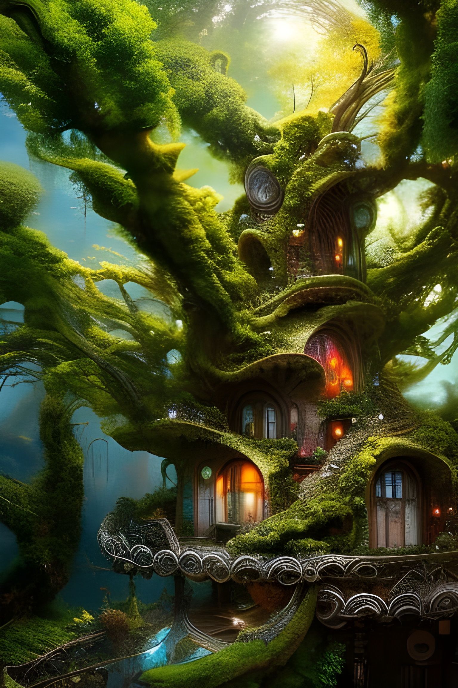 Enchanted Faerie Home Inside Gnarled Bonsai