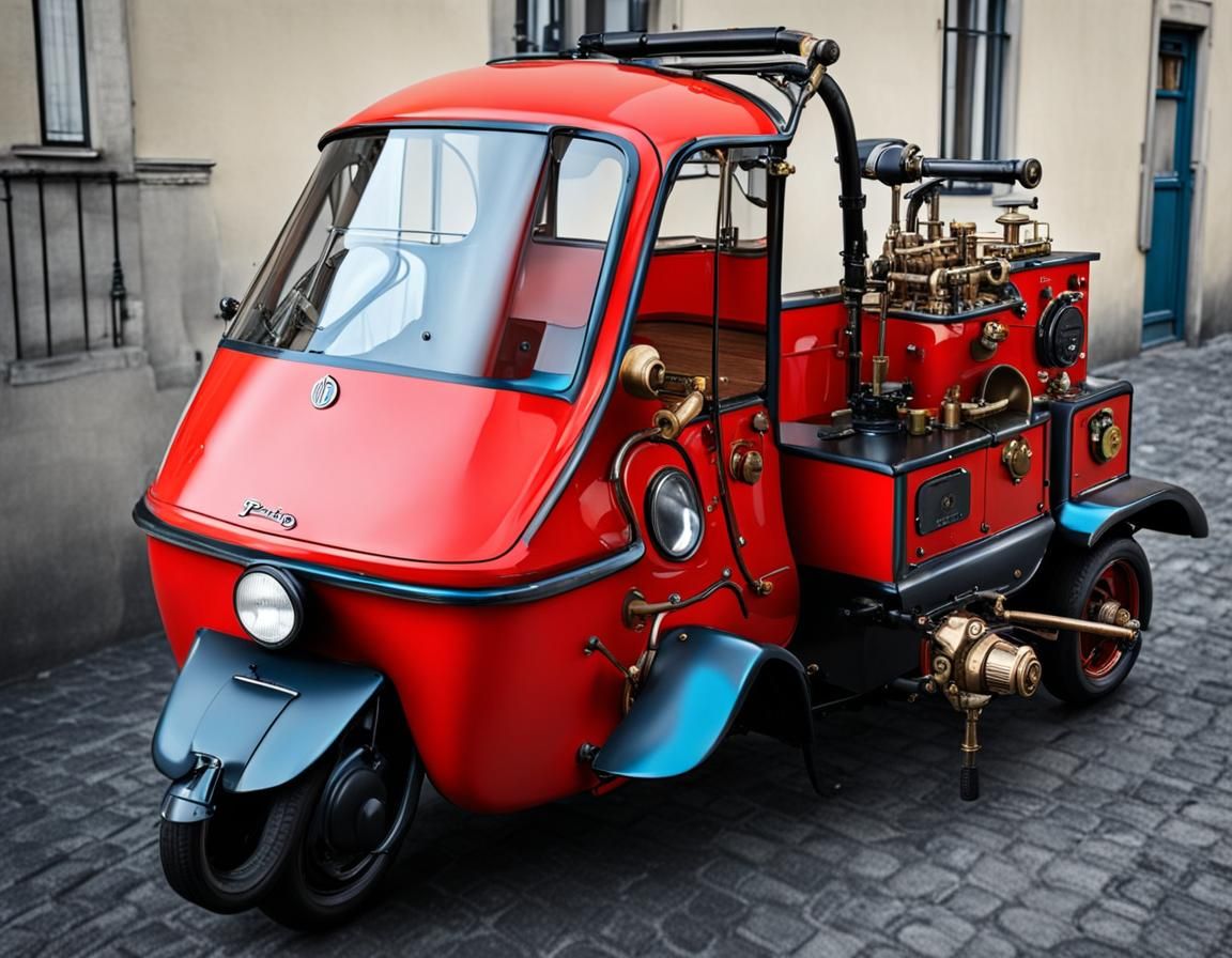Steampunk Piaggio Ape Engine Design