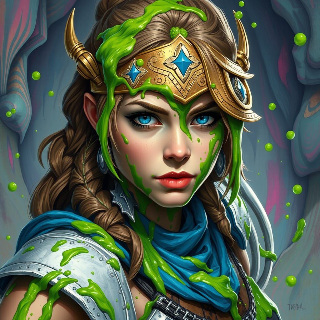Teela Covered in Green Slime: Splash Art