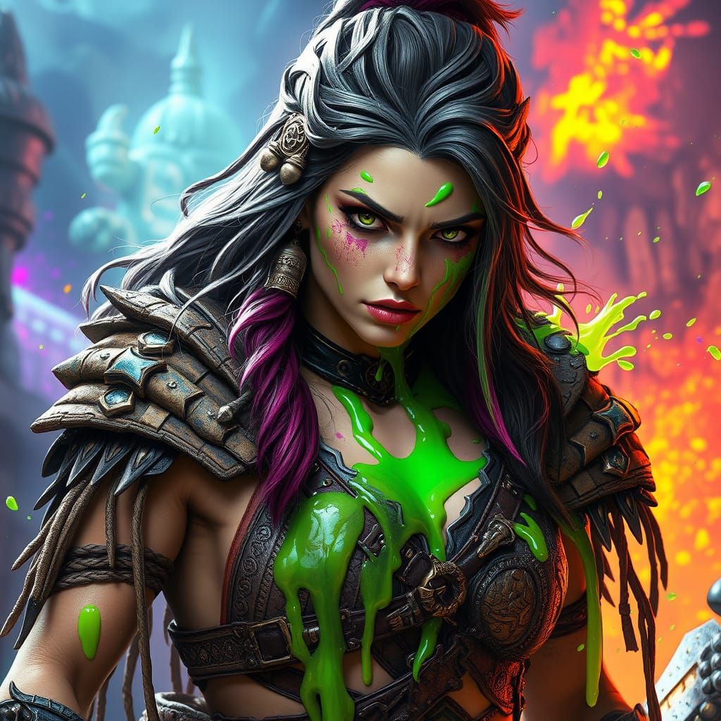 Teela Splattered with Slime: Digital Concept Art