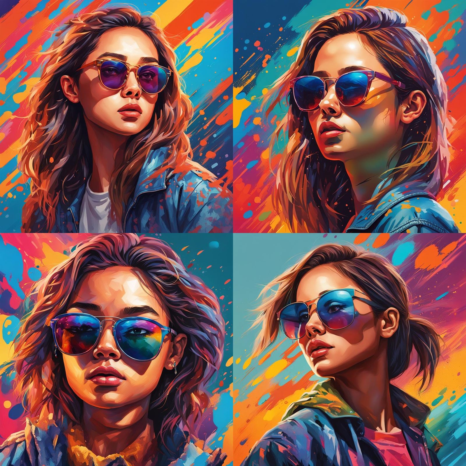 Hyperrealistic Portrait of a Young Woman in Sunglasses
