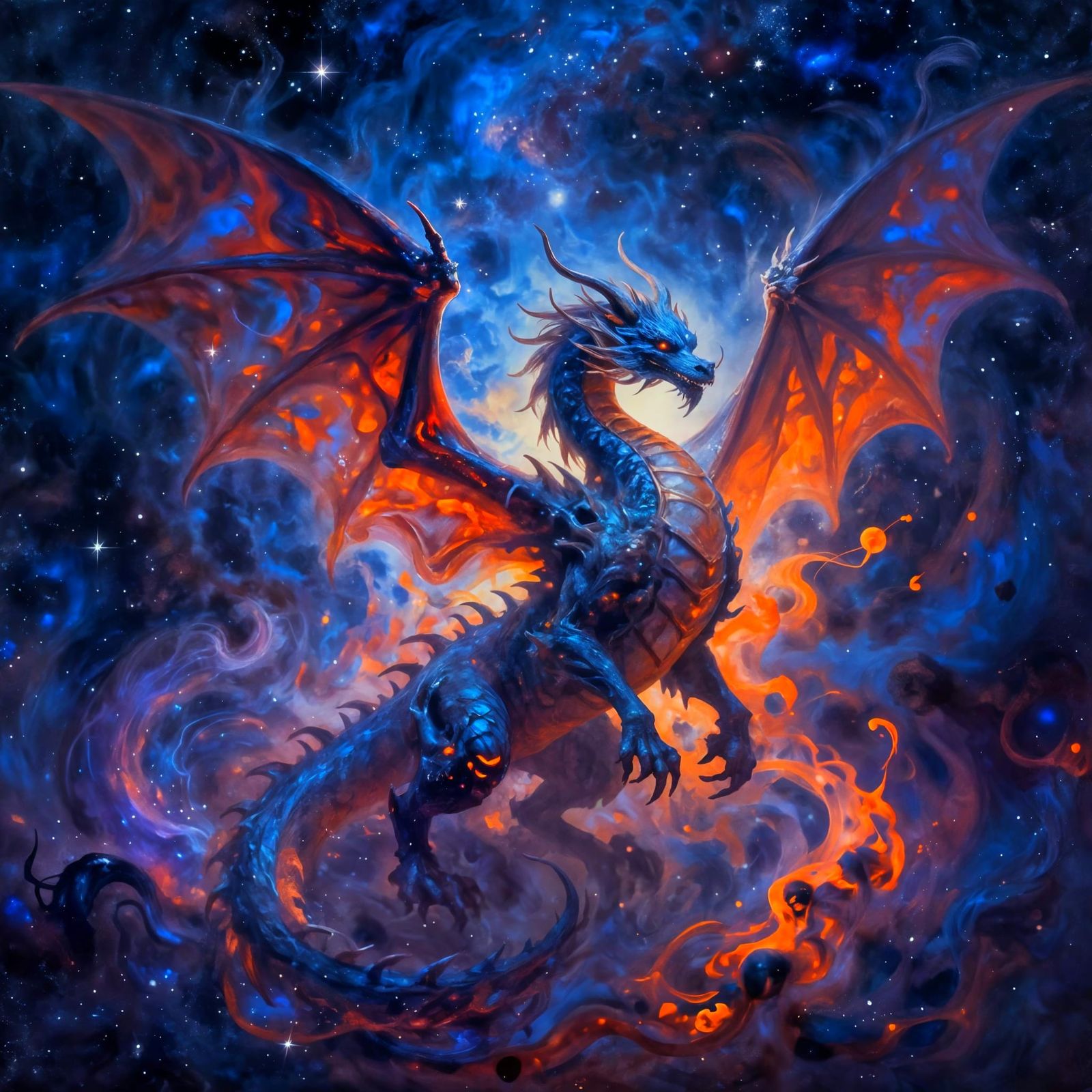 Celestial Dragon Amidst Cosmic Nebula