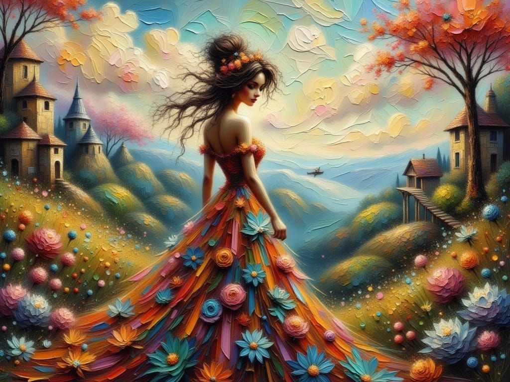 The woman in the flower dress