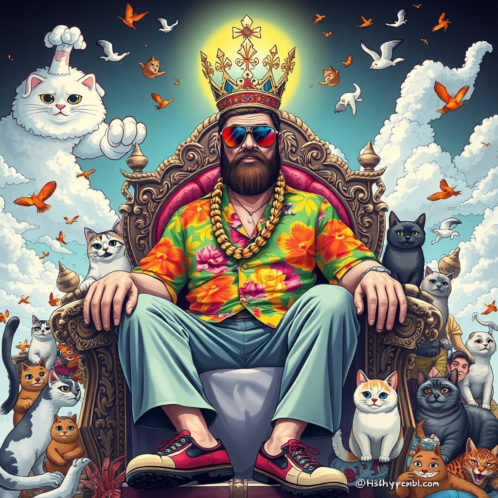 meme lord, sitting on a throne of memes