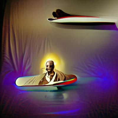 Gandhi Surfing with Volumetric Lighting