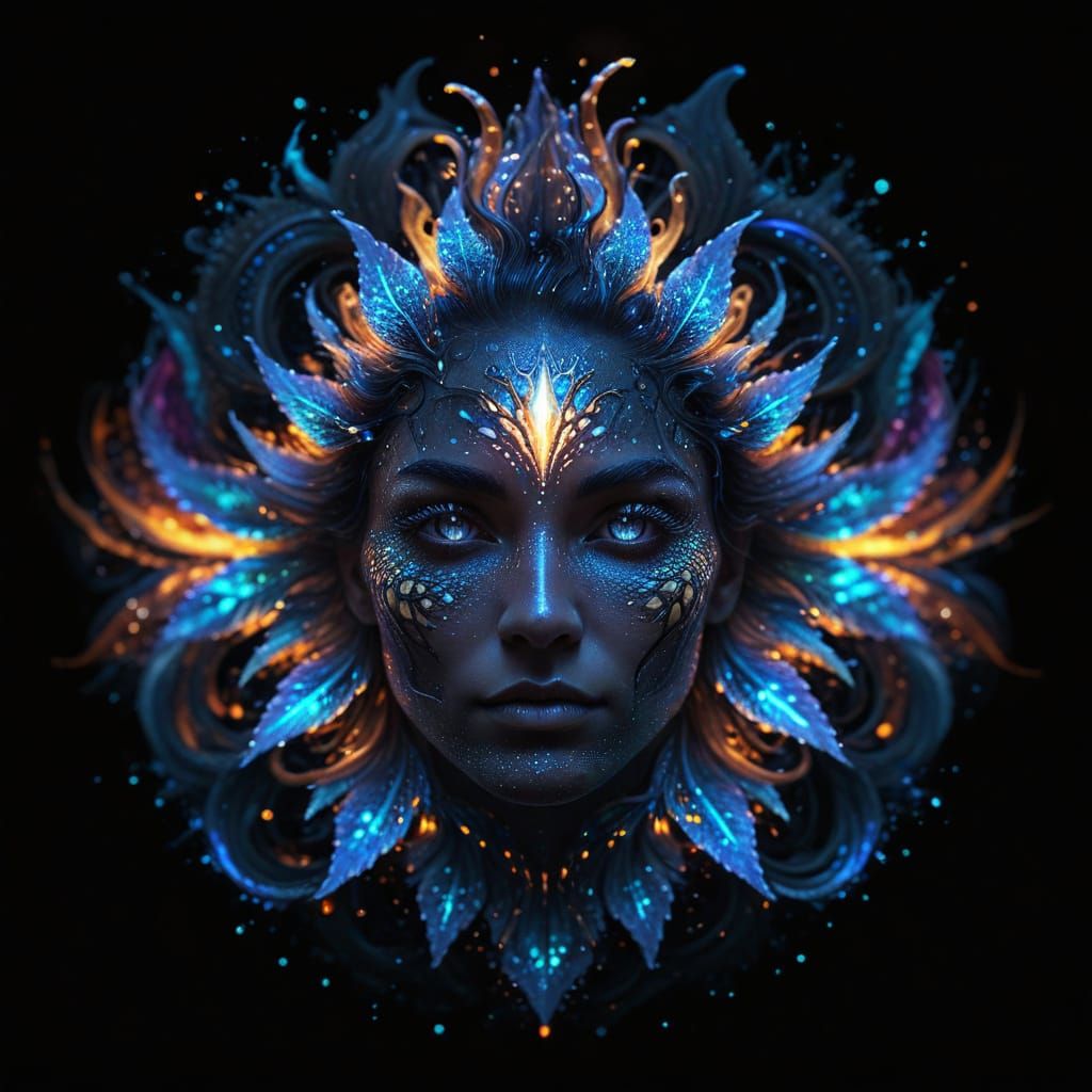 Glowing, Celestial Being with Iridescent Scales and Shimmeri...