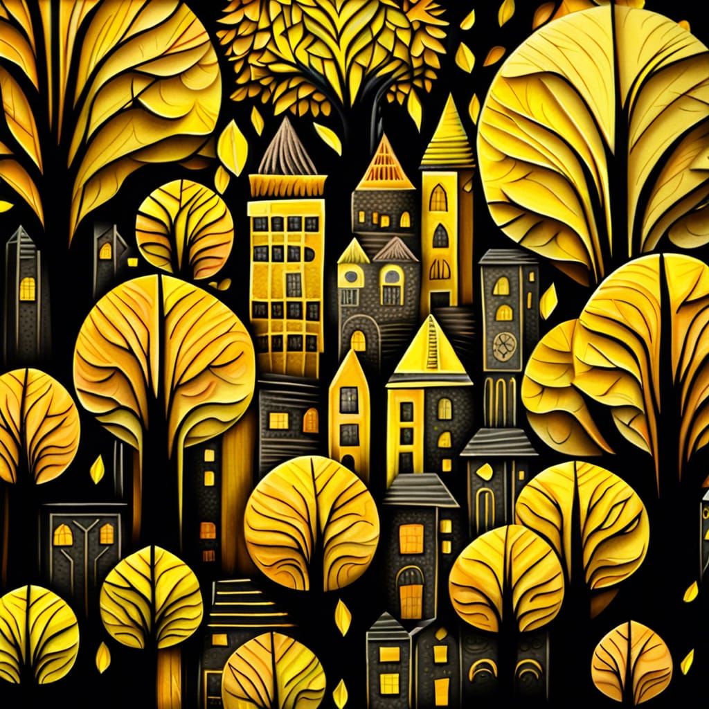 Festive Paper Cube City in Folk Art Style