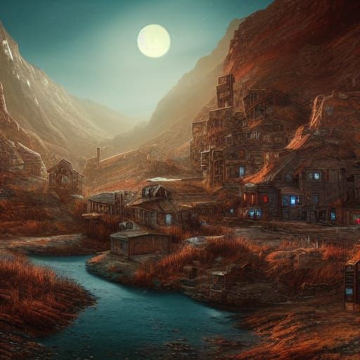 Abandoned Mining Town Concept Art in Unreal Engine