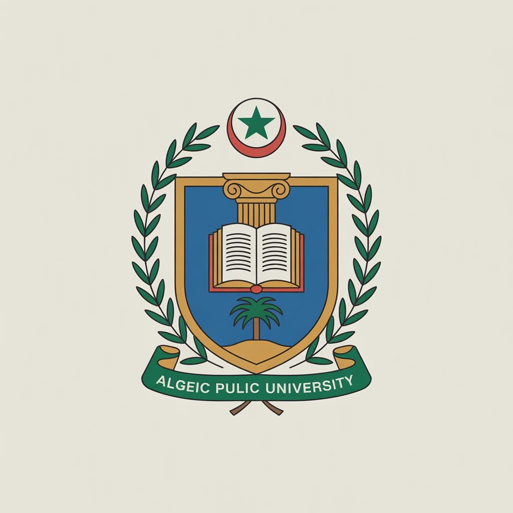 Algerian University Emblem in Regal Gold and Blue