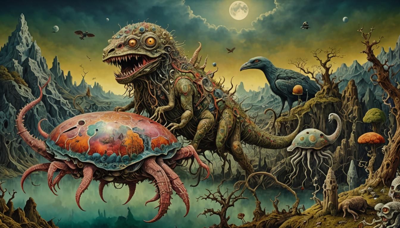 Apocalyptic Surrealism: A Detailed Mixed Media Collage